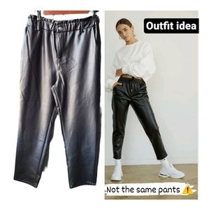 Faux leather joggers